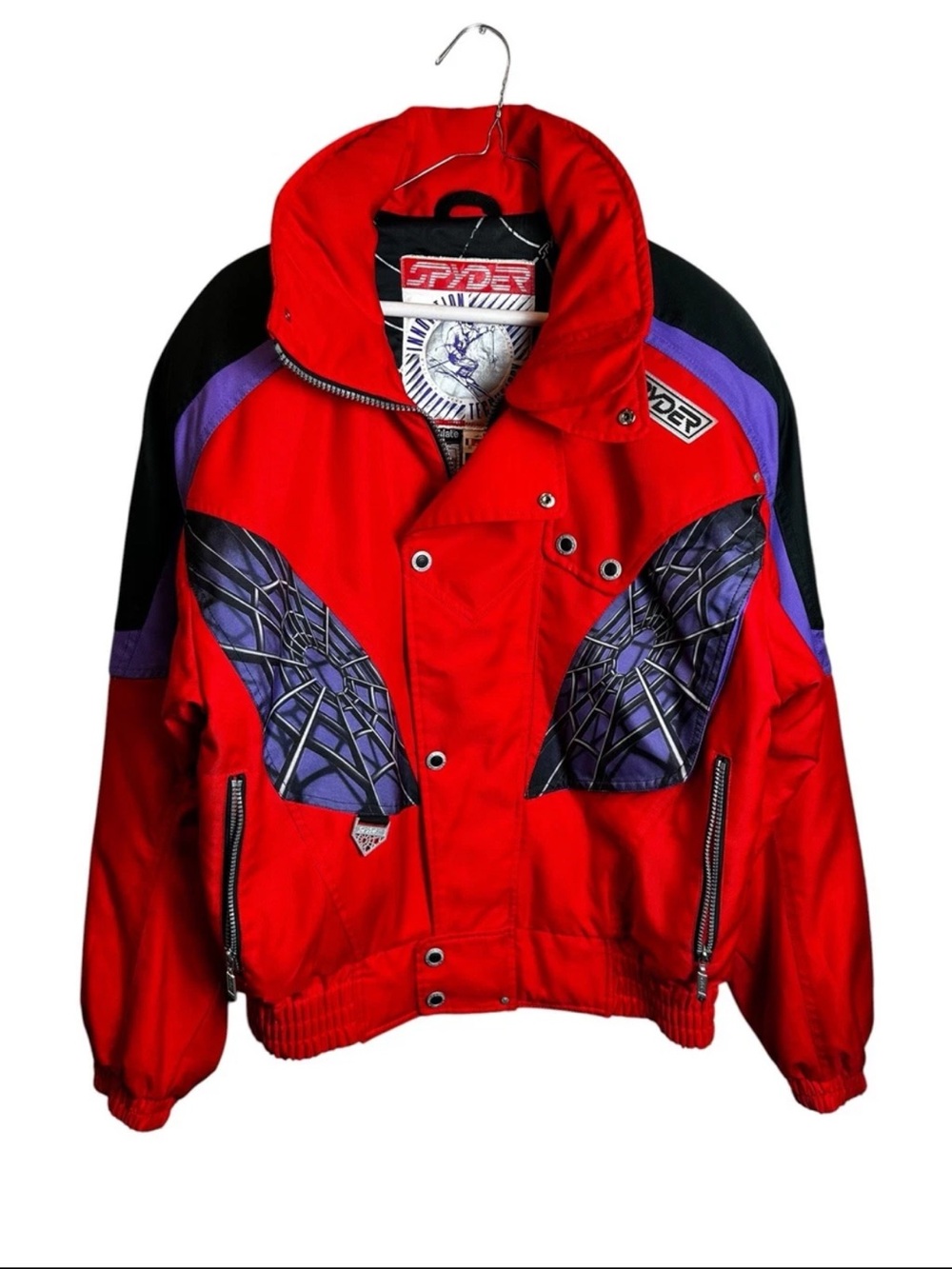 Vintage 90s Spyder Ski Jacket Spider Web Made In Japan Thinsulate Red Size M
